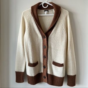 J. Crew Brown and Ivory Color-block Sweater